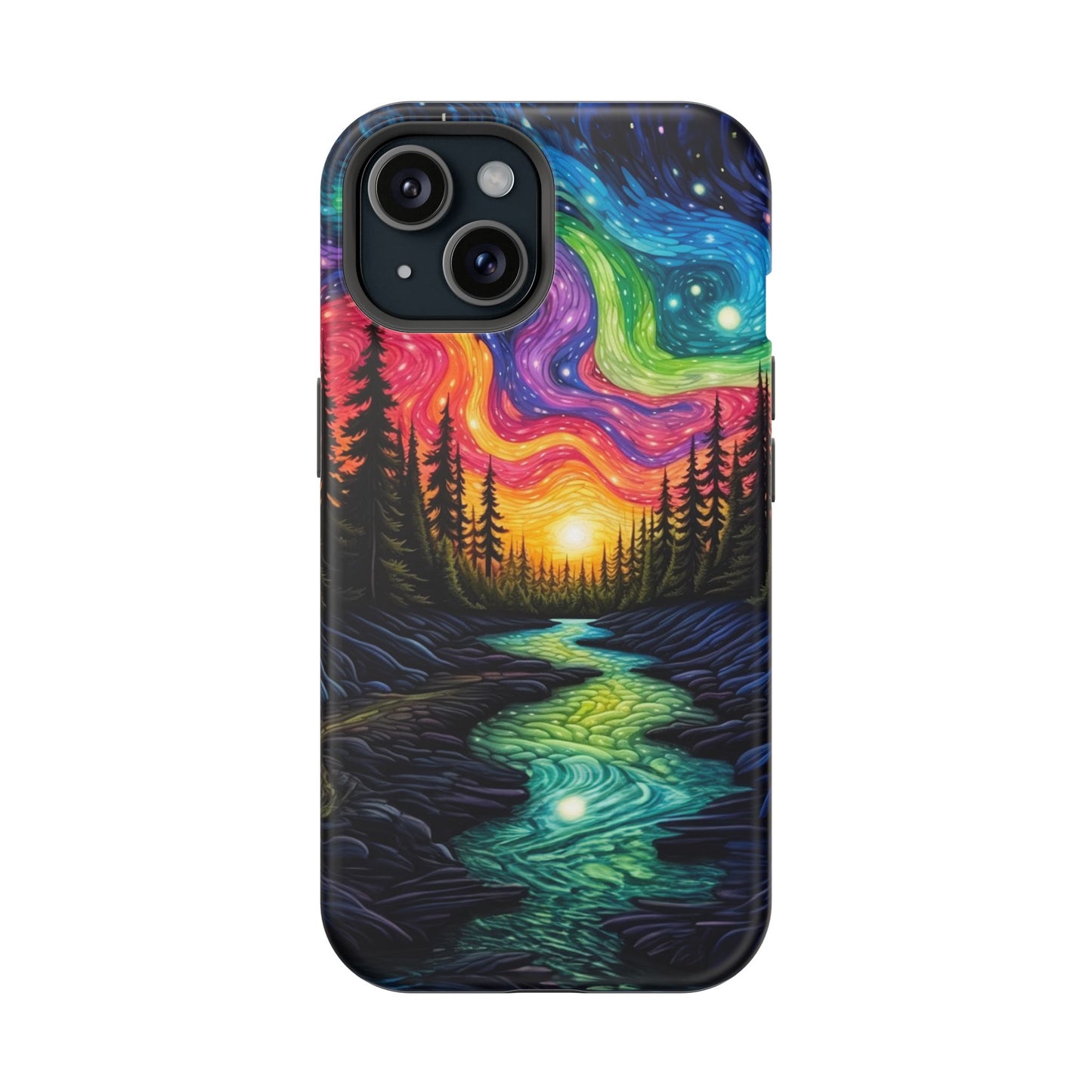 Celestial Nightscape MagSafe iPhone Case – Vibrant River and Starry Sky Design