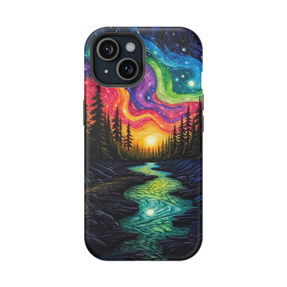 Celestial Nightscape MagSafe iPhone Case – Vibrant River and Starry Sky Design