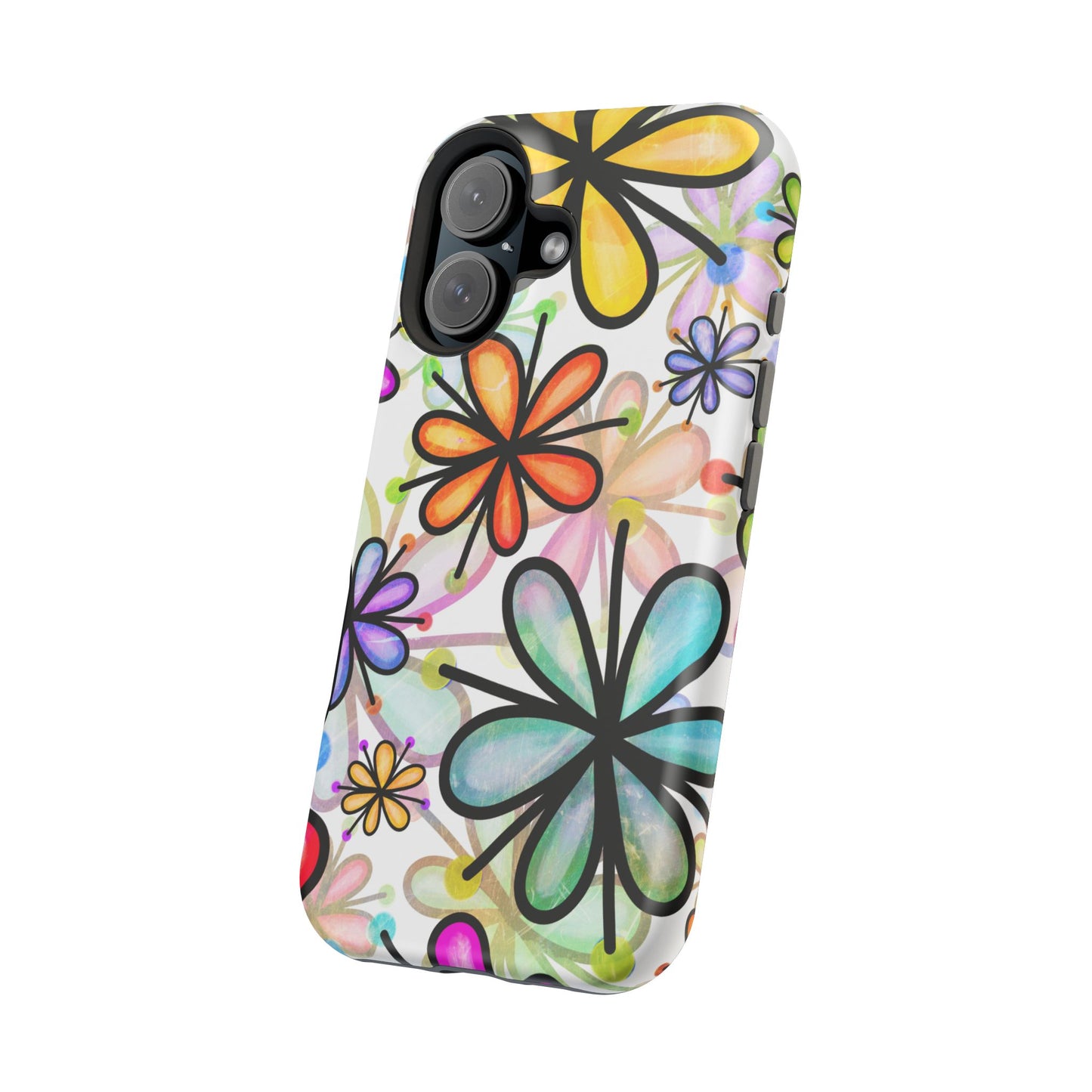 Retro Floral Pop MagSafe iPhone Case – Ultra-Slim Design, High-Gloss Finish