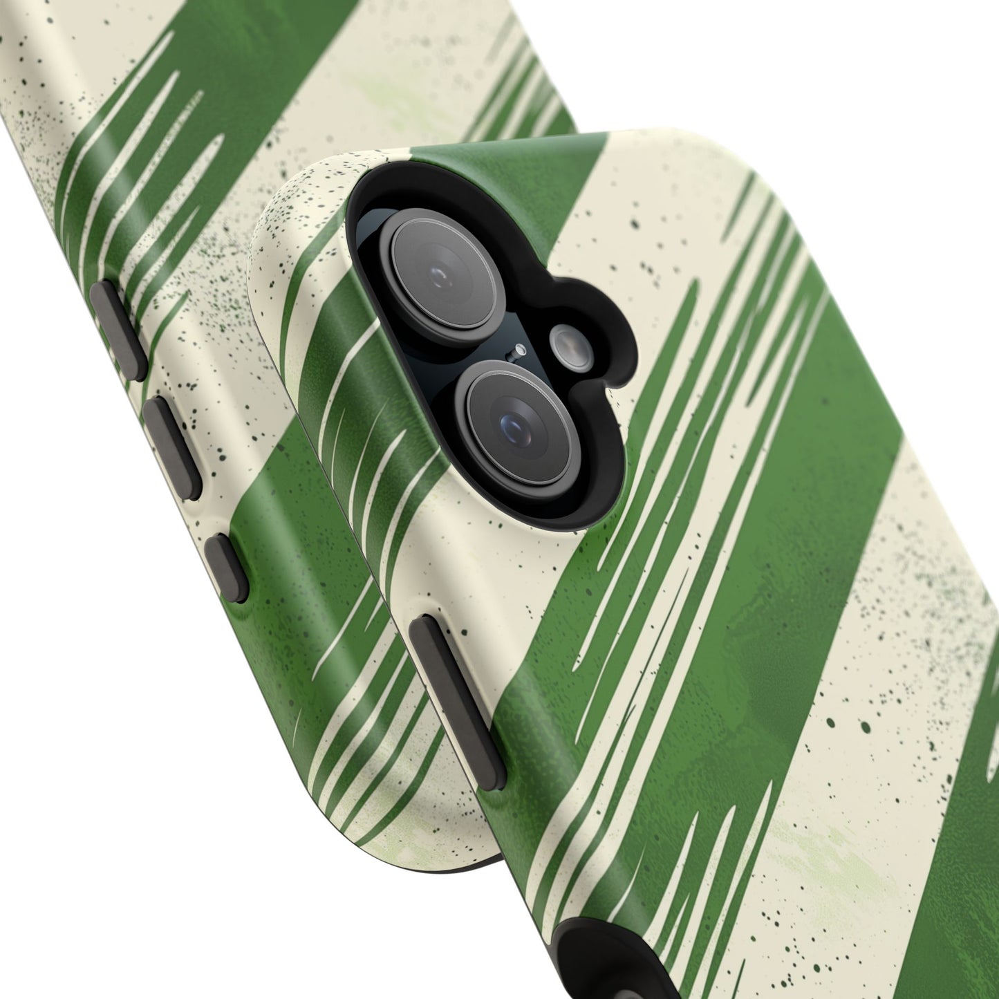 Green Stripes MagSafe iPhone Case – Bold Diagonal Brushstroke Design