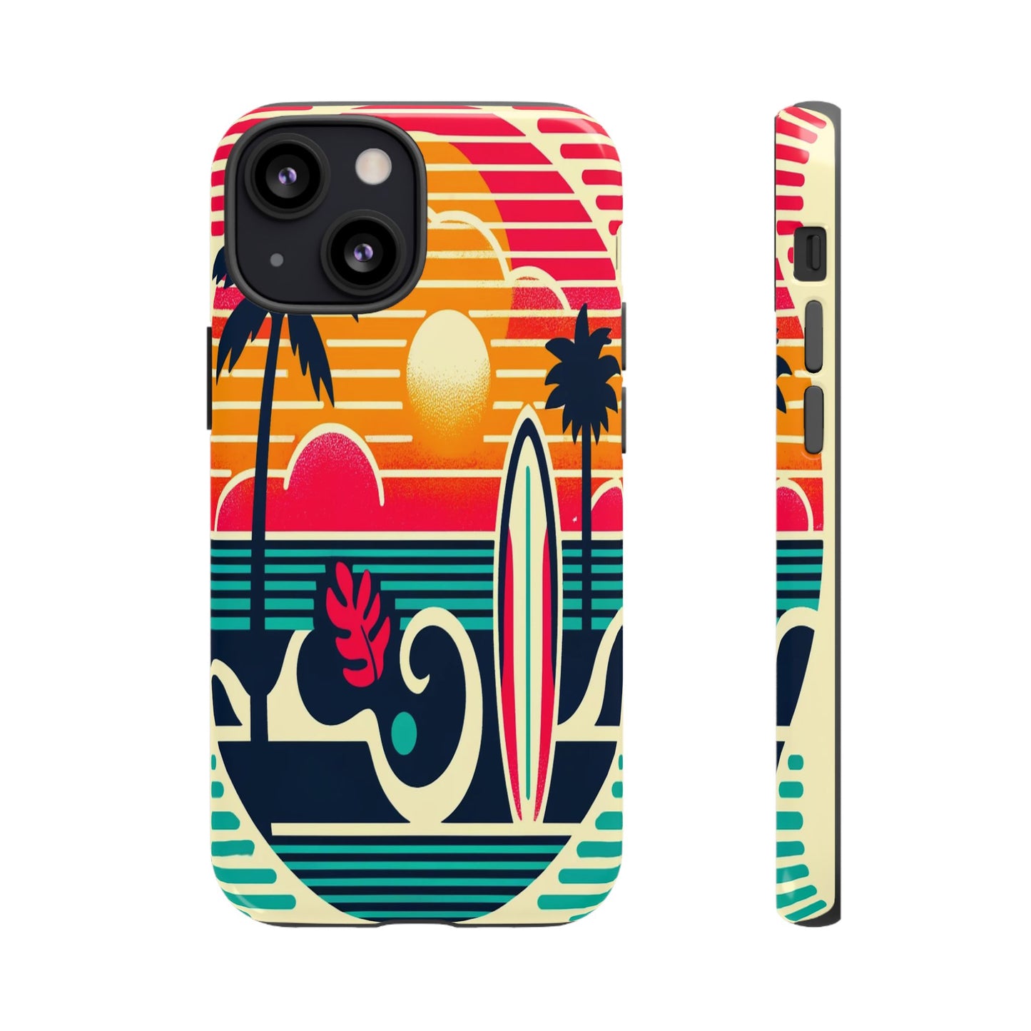 Retro Beach Vibes iPhone Case - Sunset Surfing Protective Cover