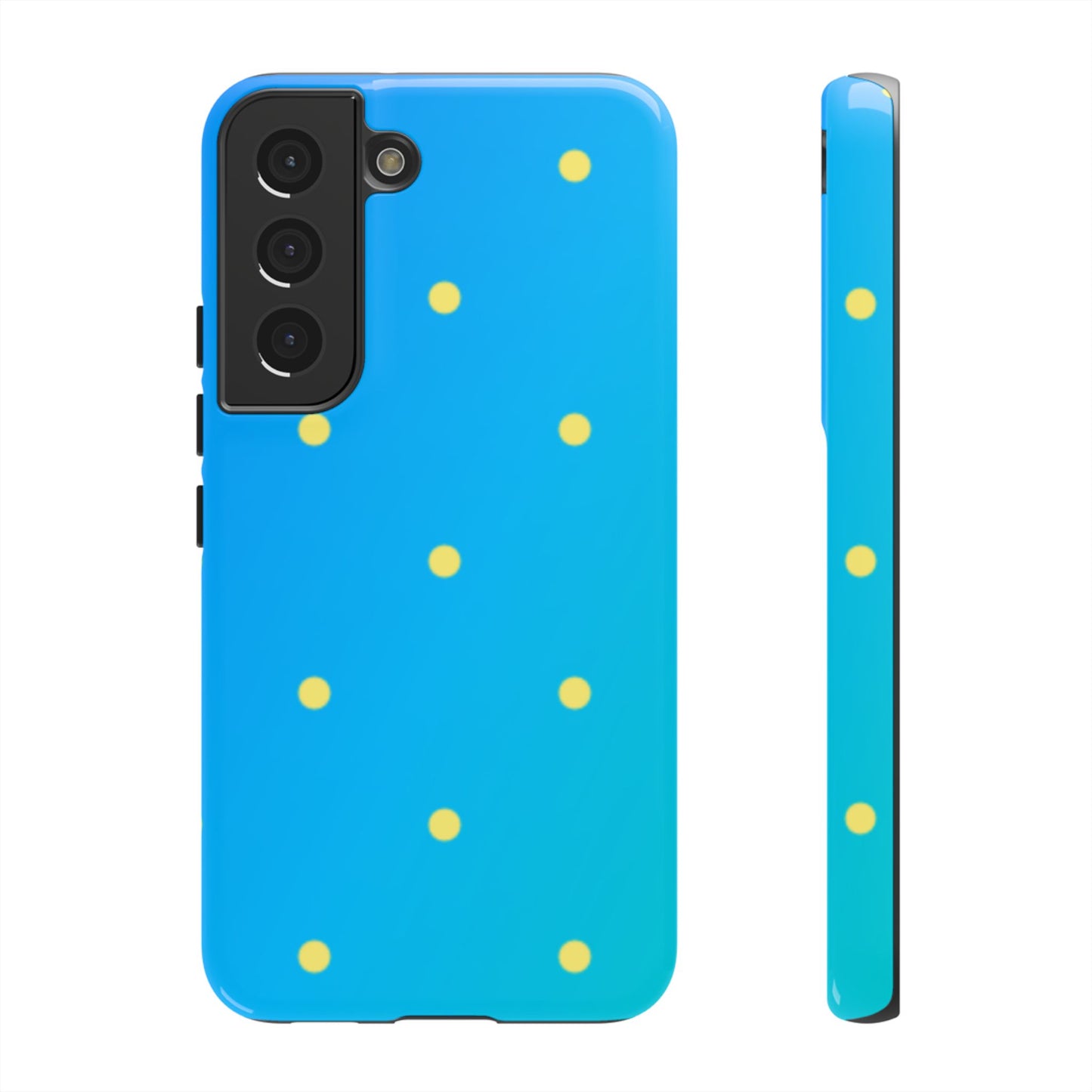 Blue Ocean Gradient Polka Dots Samsung Galaxy Case – Shockproof, Smooth Matte Finish, Dual-Layer Design