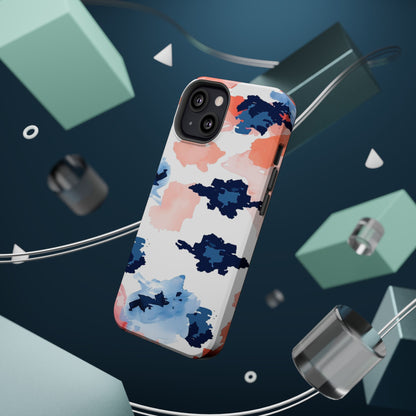 Abstract Coral & Navy Watercolor Design – MagSafe iPhone Case