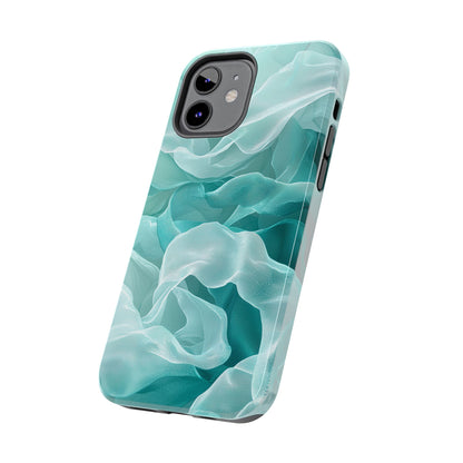 Elegant Flowing Teal Fabric iPhone Case – Soft Waves Design - BOGO Cases