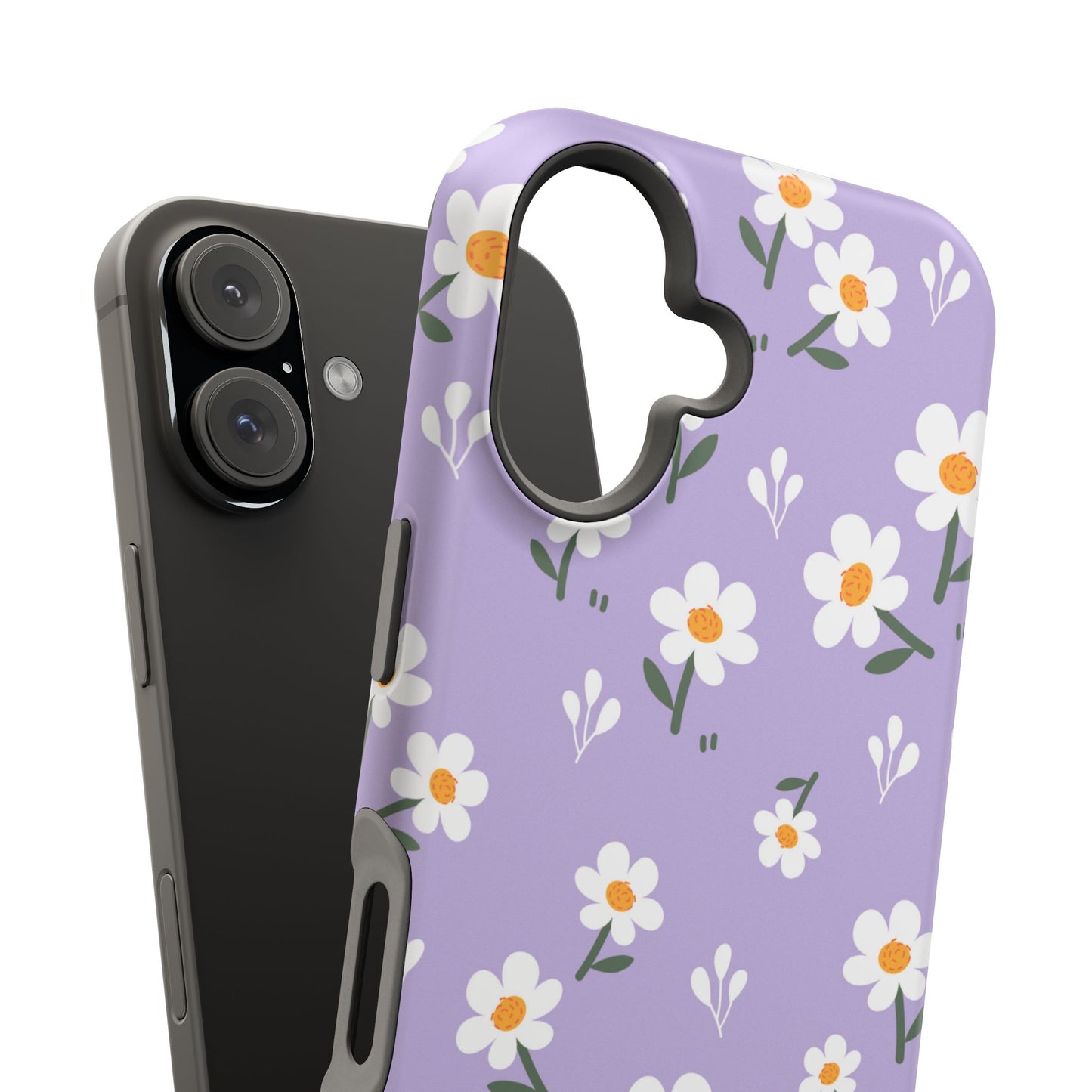 Purple Daisy Garden MagSafe  iPhone Case – Soft Lavender Background, Shockproof Protection with Slim Fit