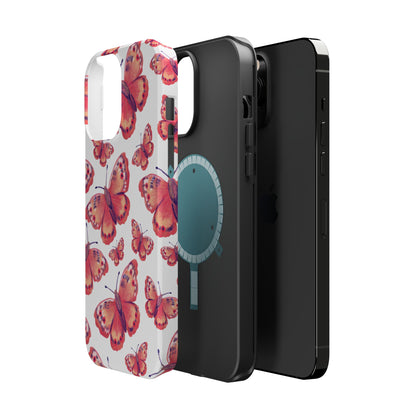 Coral Butterfly MagSafe iPhone Case – Slim, Protective Design with Bold Watercolor Print