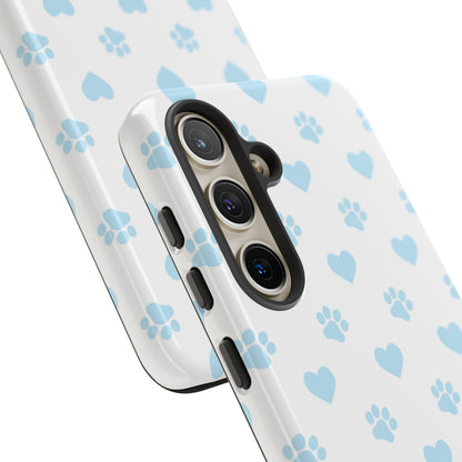 Light Blue Paw Prints & Hearts – Samsung Galaxy Case for Animal Lovers