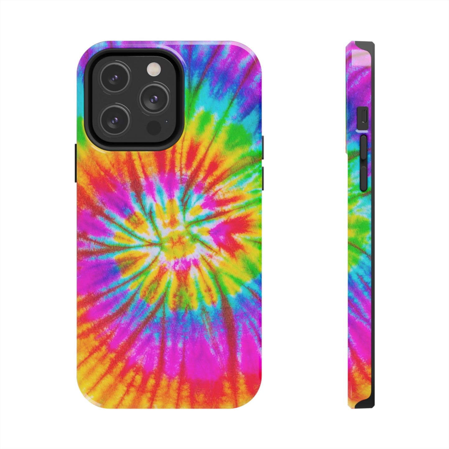 Rainbow Spiral Tie-Dye iPhone Case – Bright & Retro Design