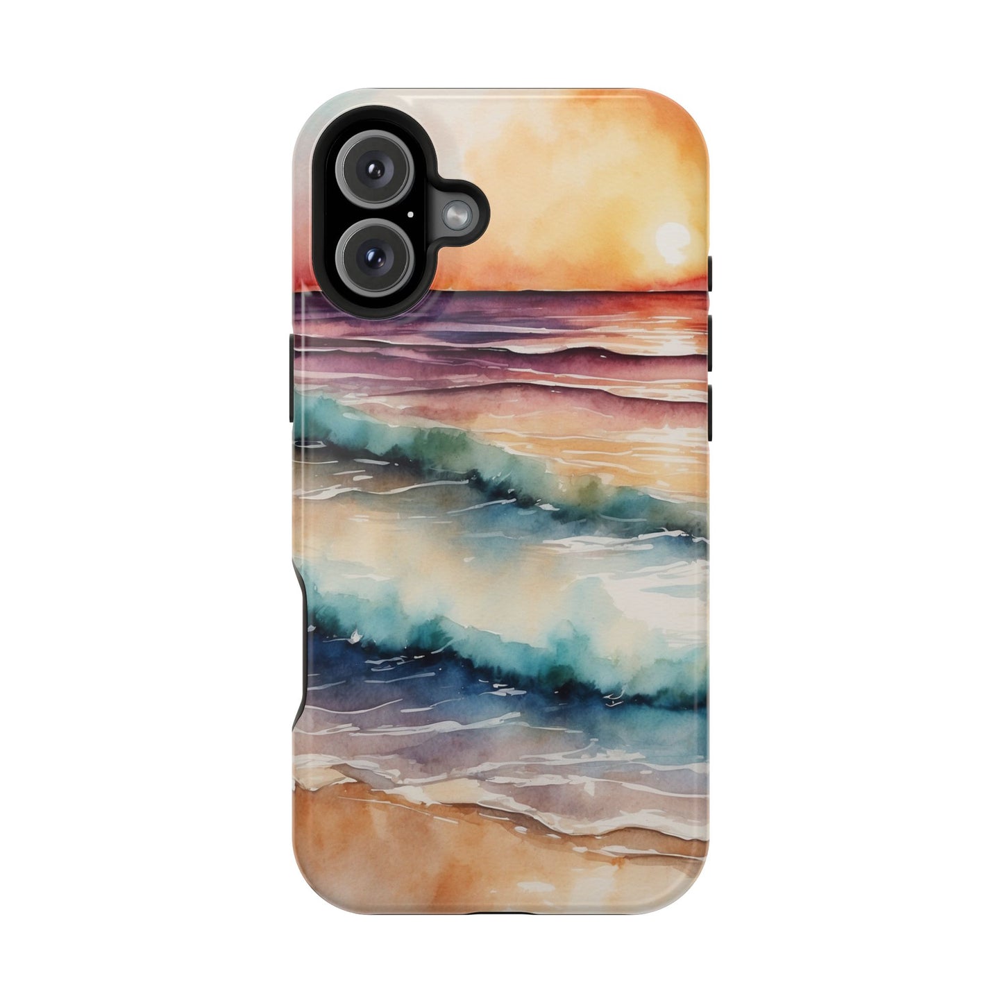 Sunset Waves MagSafe iPhone Case – Vibrant Watercolor Design