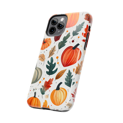 Autumn Harvest iPhone Case - Pumpkin and Fall Leaf Design