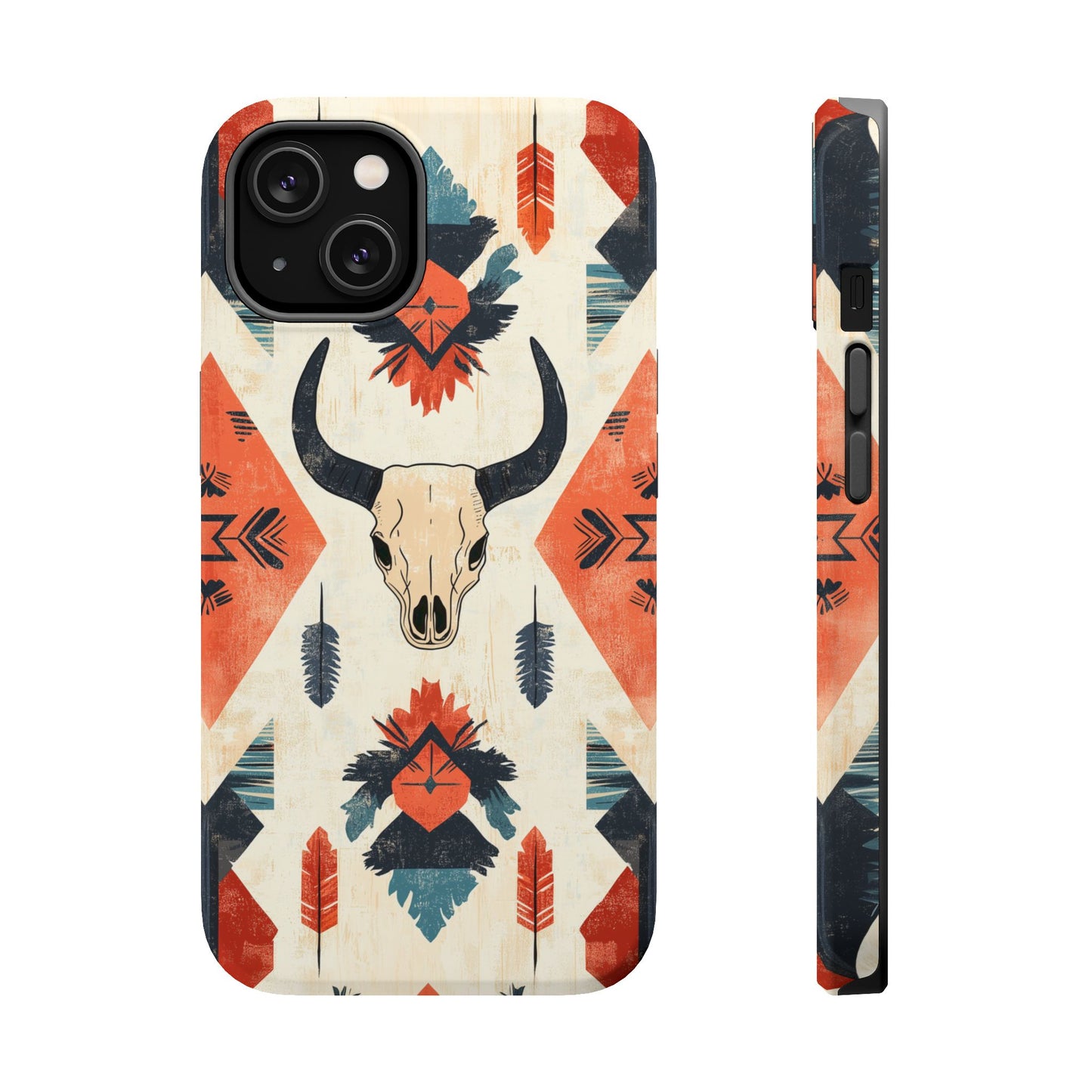 Southwestern Boho Skull Tough MagSafe iPhone Case – Durable Matte Finish, Dual-Layer Protection