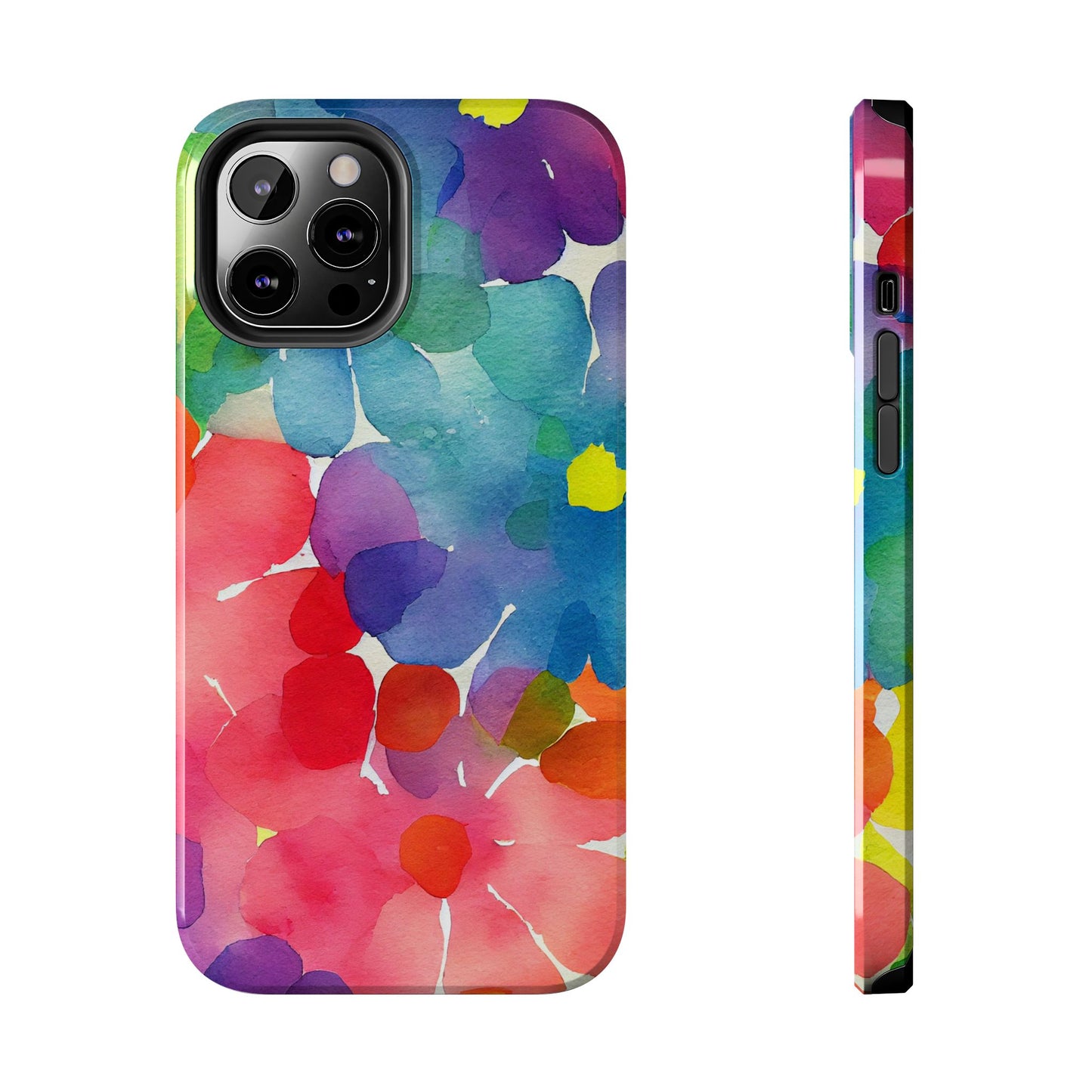 Rainbow Bloom Watercolor iPhone Case – Slim Design, Glossy Finish