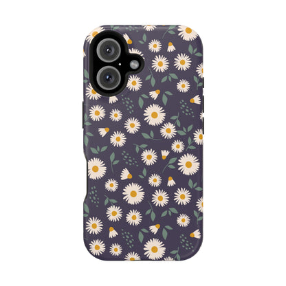 Midnight Daisy MagSafe iPhone Case – Dark Navy Floral Design, Slim and Protective