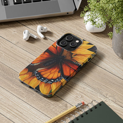 Monarch Butterfly & Sunflower Art – iPhone Case