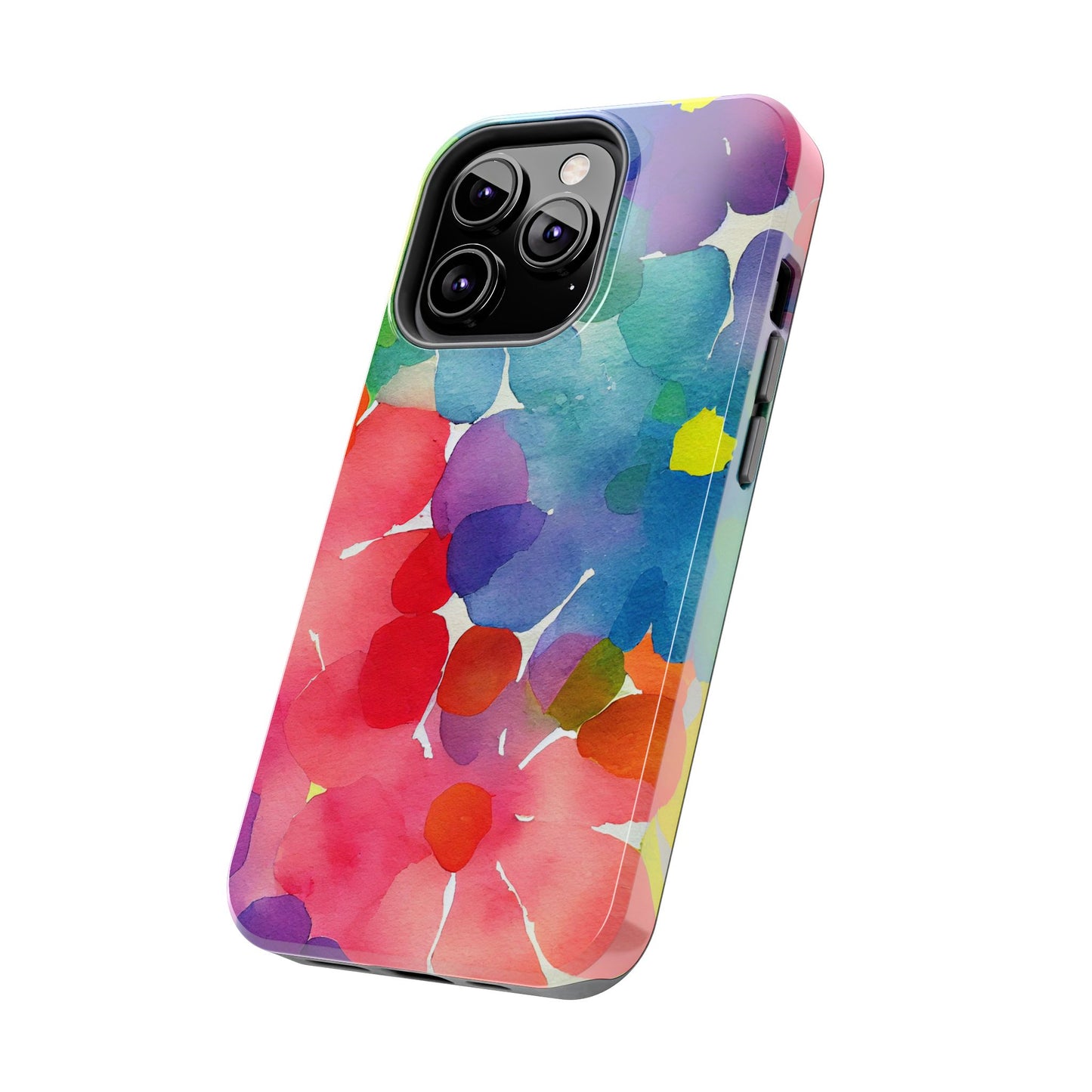 Rainbow Bloom Watercolor iPhone Case – Slim Design, Glossy Finish