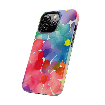 Rainbow Bloom Watercolor iPhone Case – Slim Design, Glossy Finish