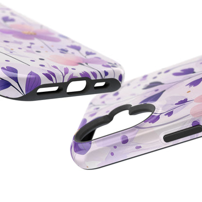 Purple Floral Bliss MagSafe iPhone Case – Delicate Blossom Design