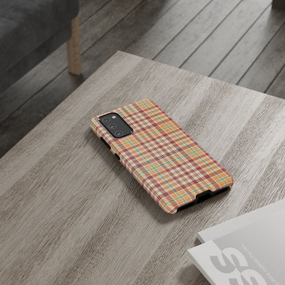 Retro Chic Plaid Samsung Galaxy Case in Red, Orange, Green & Cream – Timeless Vintage Design