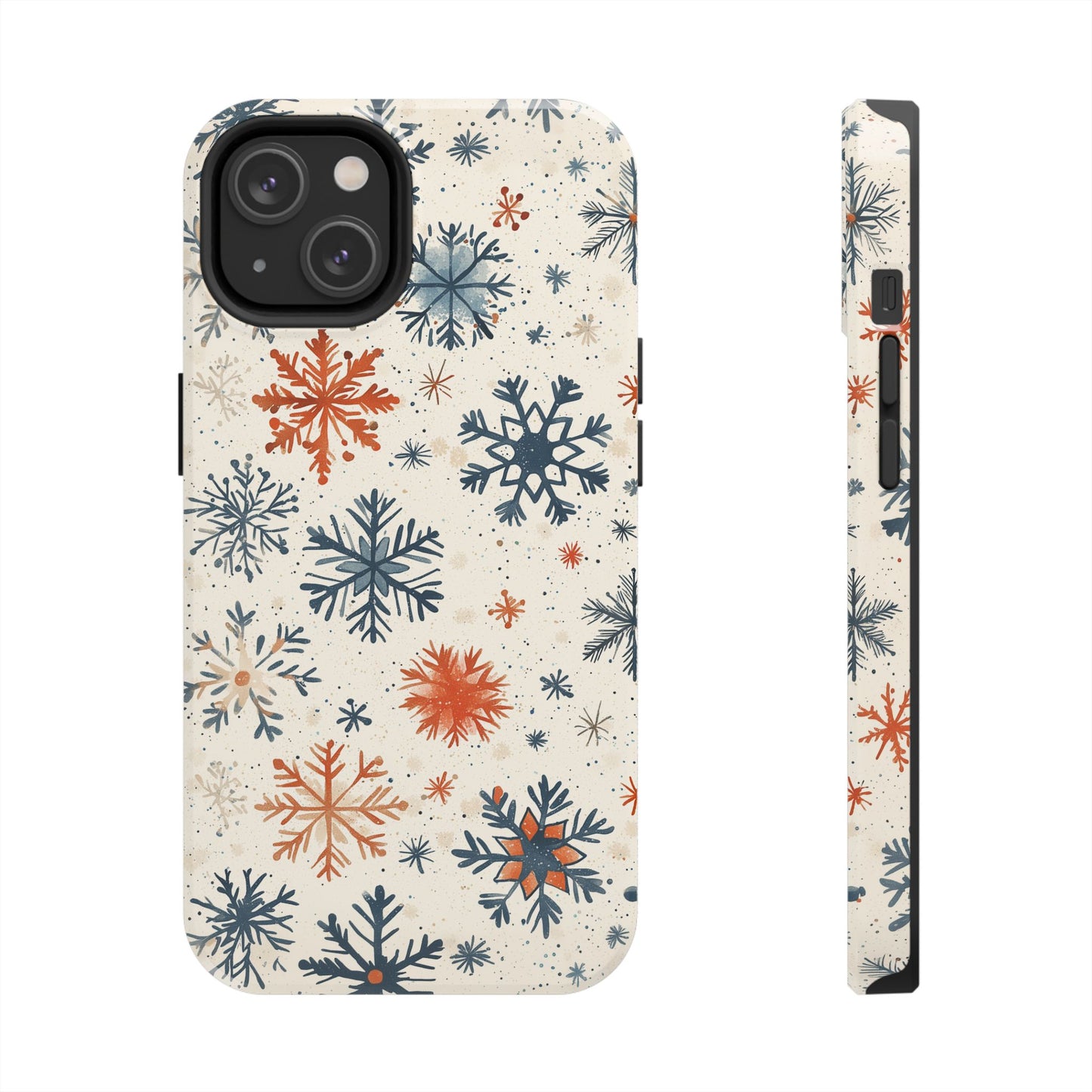 Rustic Orange and Blue Snowflake Pattern – iPhone Series Case