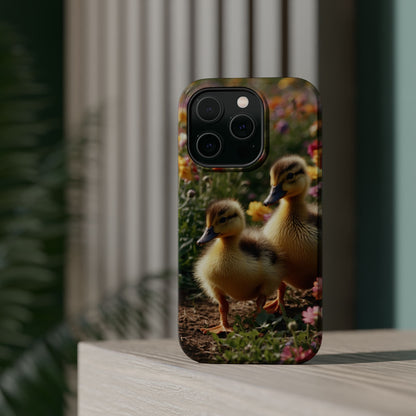 Charming Ducklings in Floral Garden - MagSafe iPhone Case