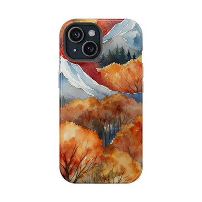 Autumn Mountain Forest Watercolor - MagSafe iPhone Case