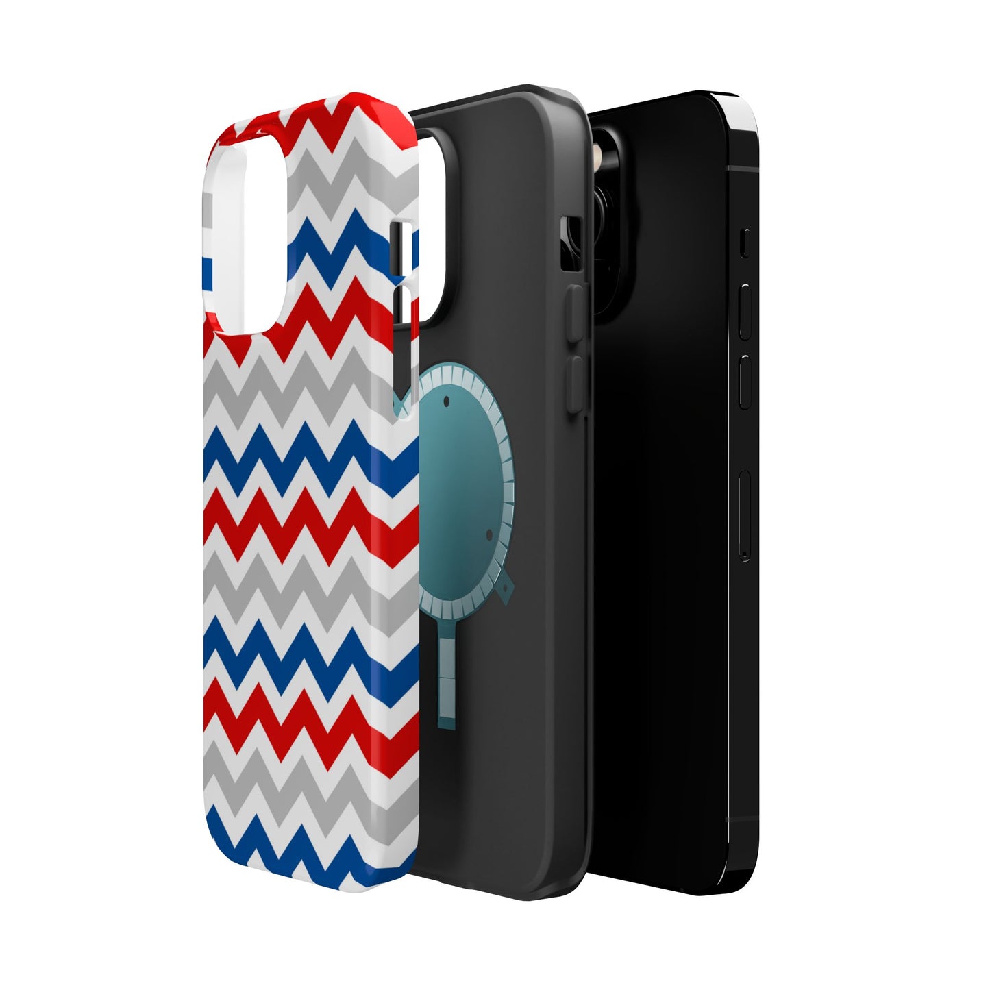 Patriotic Red, White & Blue Chevron – MagSafe Compatible iPhone Case