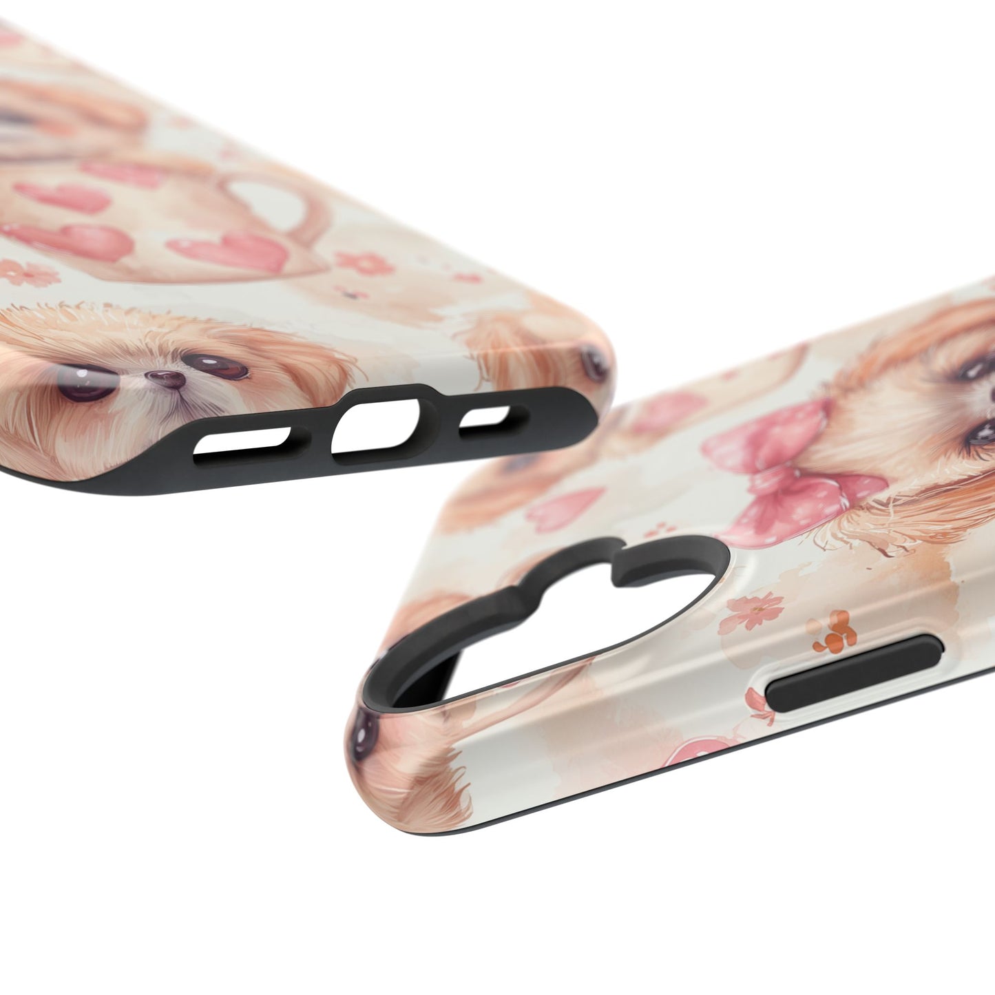 Adorable Puppy in Teacup MagSafe iPhone Case – Tough, Dual-Layer Protection with Cute Pink Bow Design