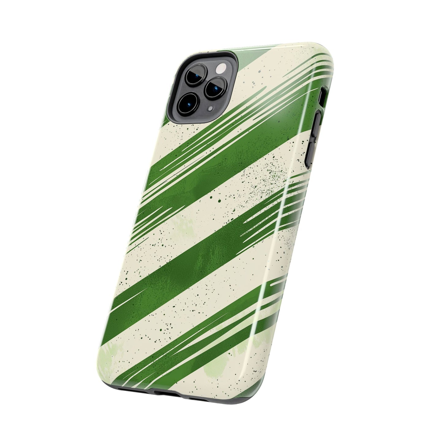 Green Stripes iPhone Case – Bold Diagonal Brushstroke Design - BOGO Cases