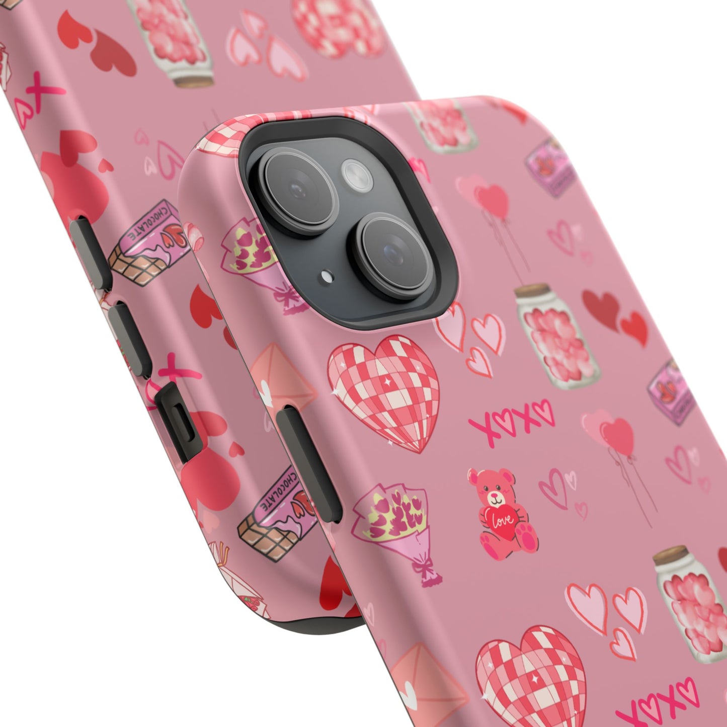 Pink Valentine Love Collage – MagSafe-Compatible iPhone Case