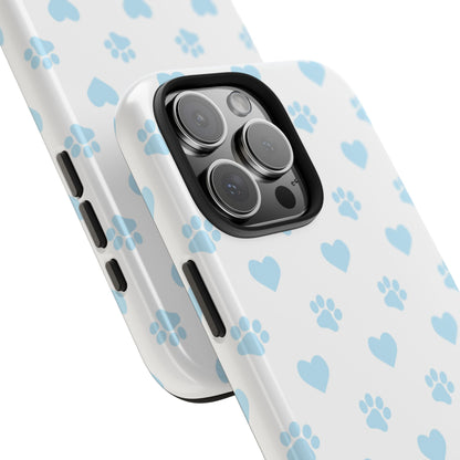 Light Blue Paw Prints & Hearts – iPhone Case for Animal Lovers