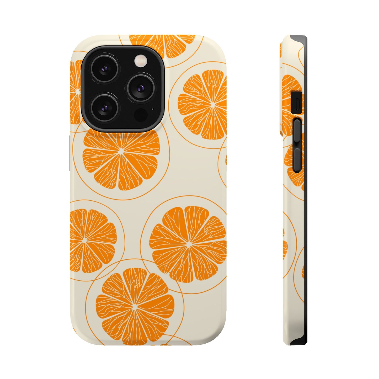 Citrus Burst Pattern Tough MagSafe iPhone Case – Bold Orange Design, Shockproof Protection