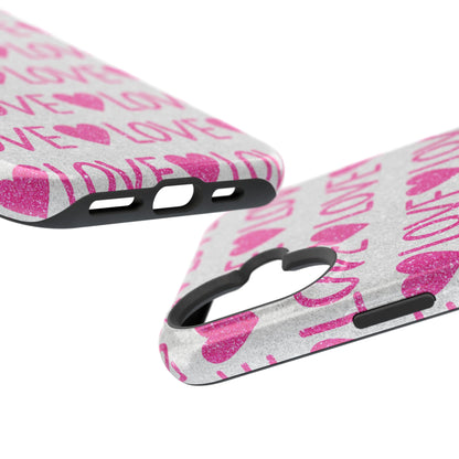 Pink Glitter Love Pattern – MagSafe iPhone Case