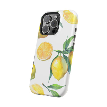 Lemon Grove Watercolor Tough MagSafe iPhone Case – Fresh Citrus Design, Dual-Layer Protection