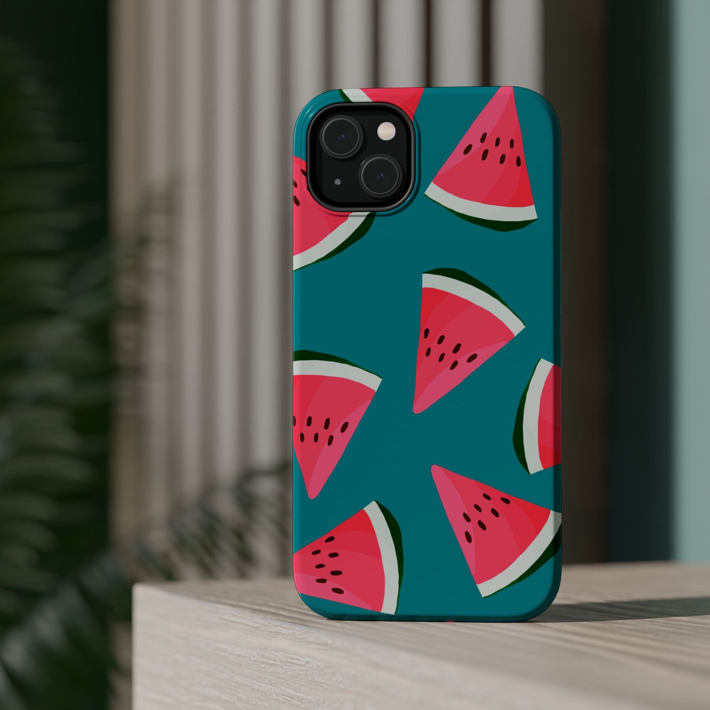 Watermelon Bliss MagSafe iPhone Case – Vibrant Summer Fruit Design on Teal Background