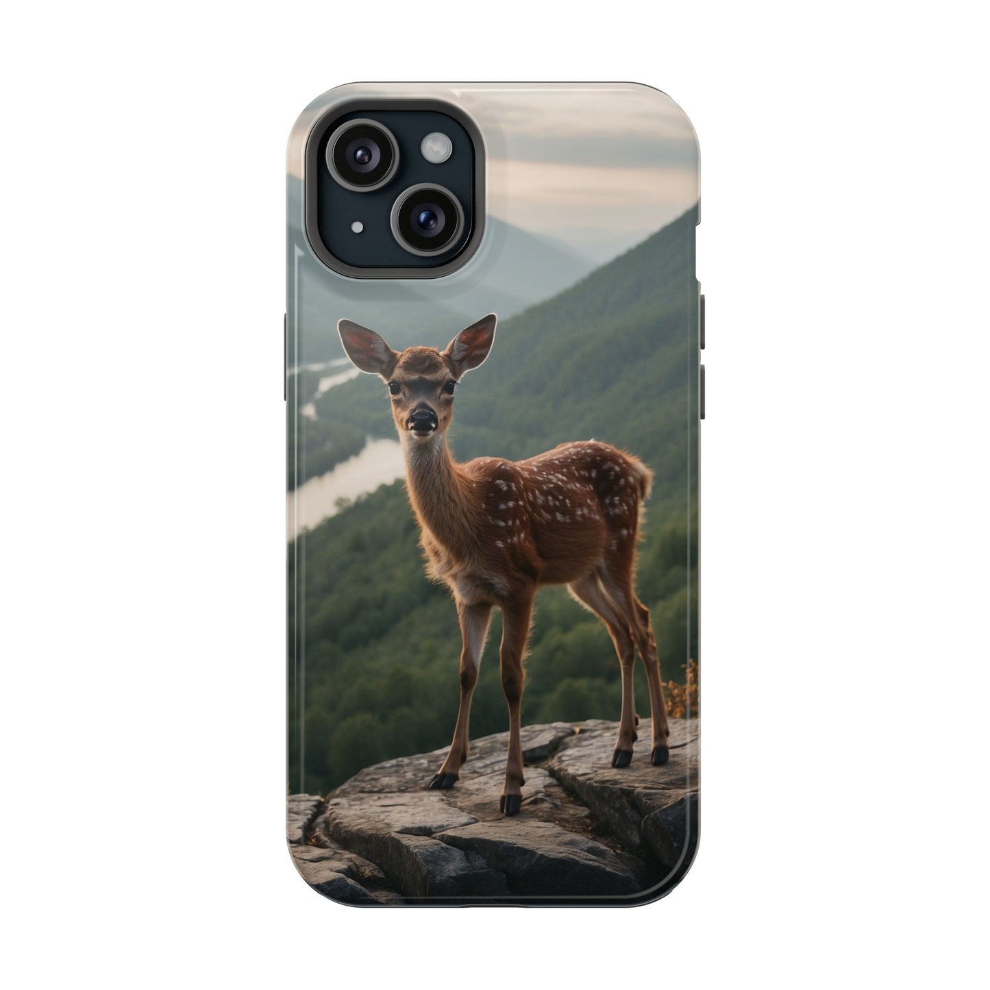 Majestic Fawn Overlooking Mountain Vista MagSafe iPhone Case