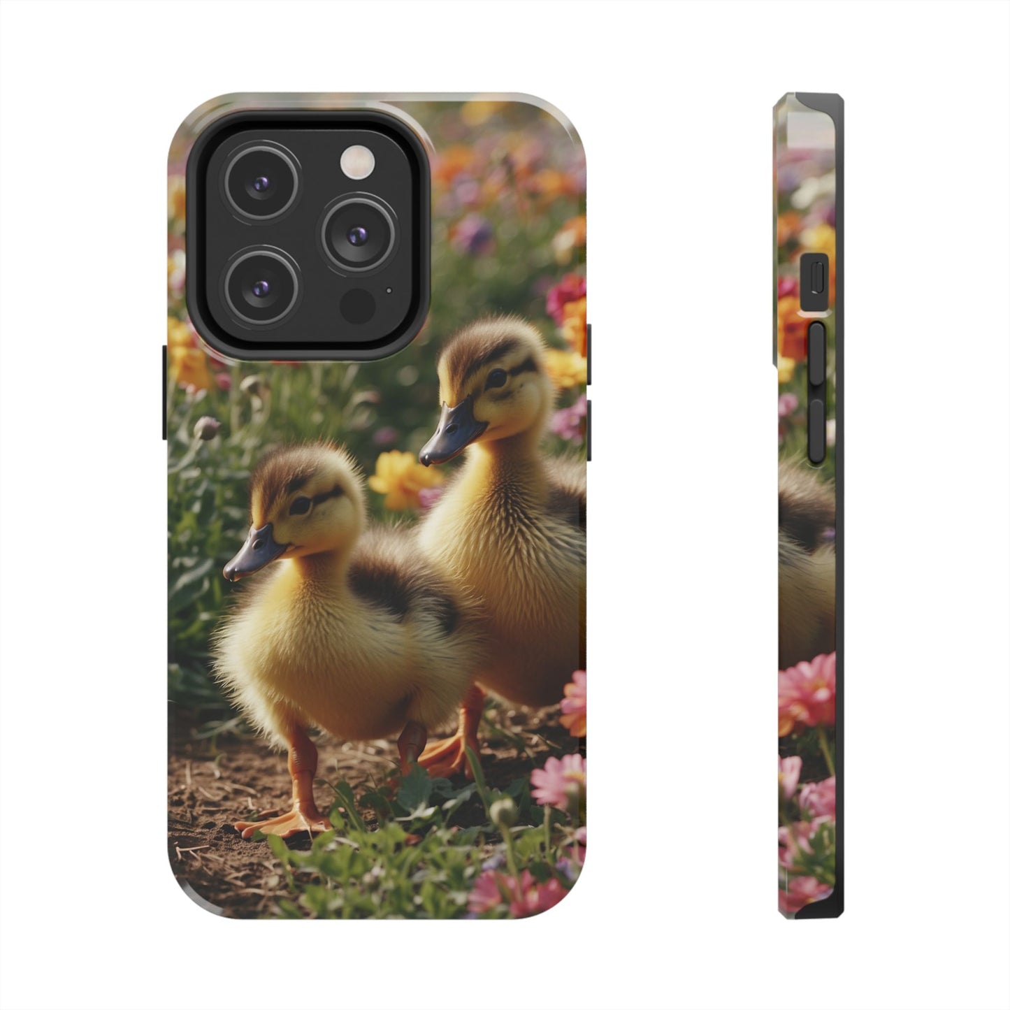 Charming Ducklings in Floral Garden - iPhone Case