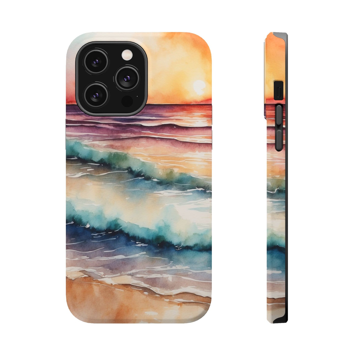 Sunset Waves MagSafe iPhone Case – Vibrant Watercolor Design