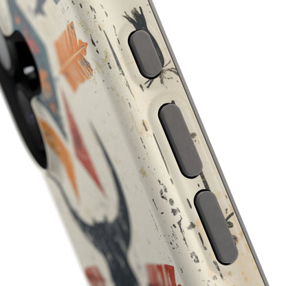 Tribal Bull Skull & Arrows Tough MagSafe iPhone Case – Rustic Western Design, Dual-Layer Protection