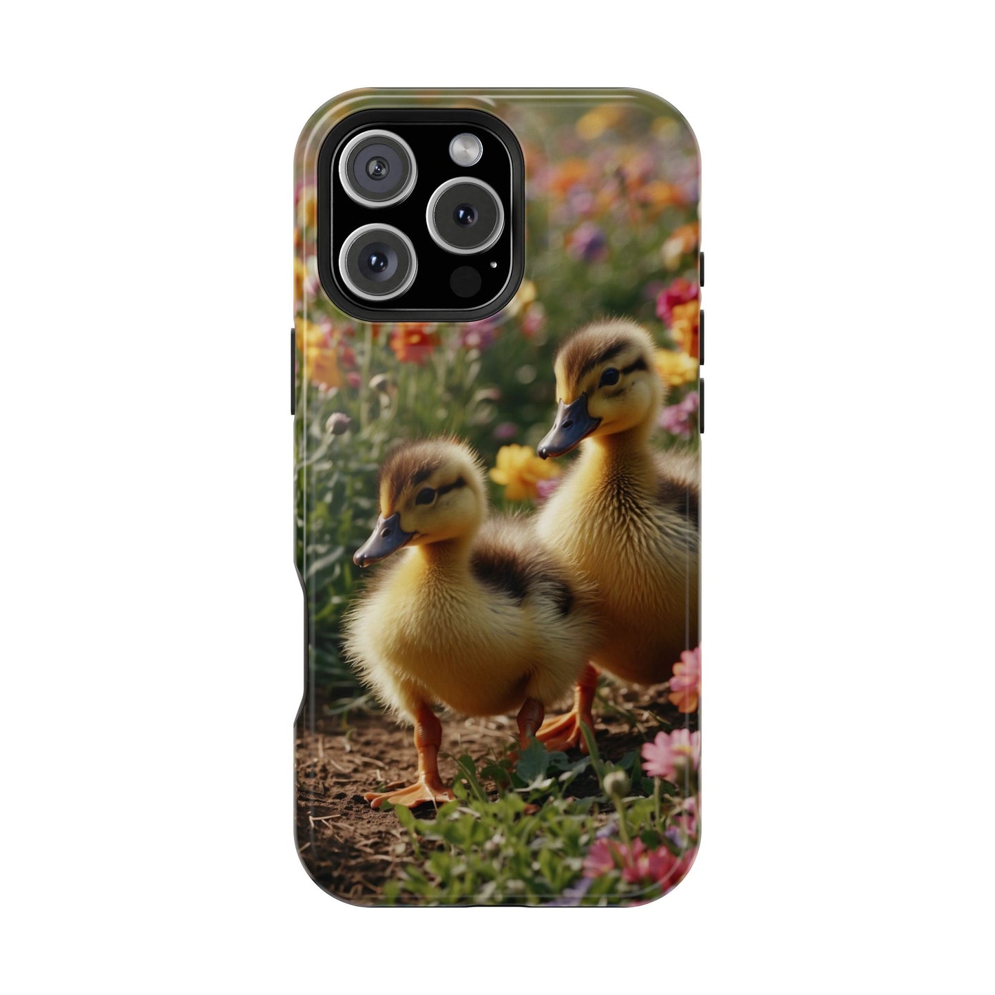 Charming Ducklings in Floral Garden - MagSafe iPhone Case