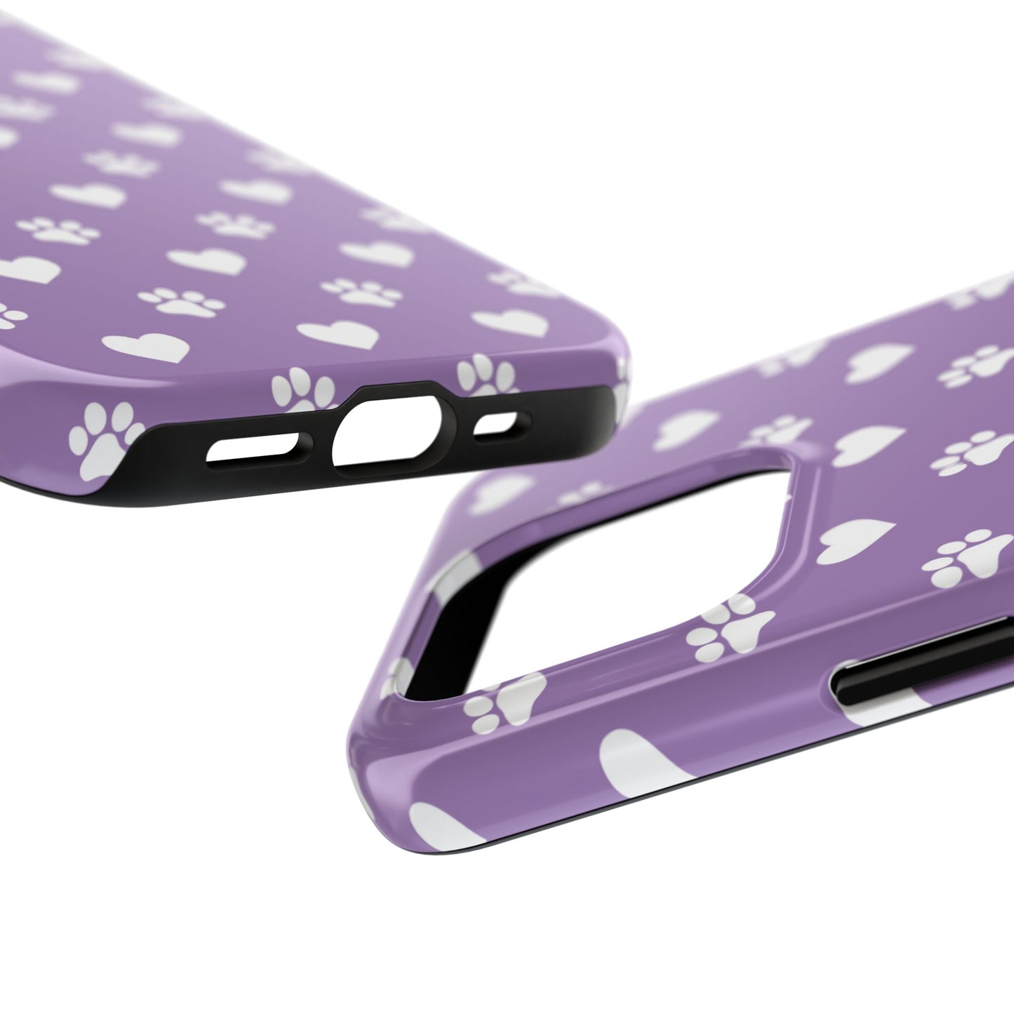 Lavender Paw Prints & Hearts Design - Adorable Pet Lover iPhone Case