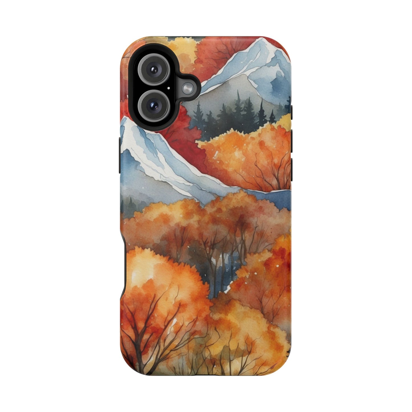 Autumn Mountain Forest Watercolor - MagSafe iPhone Case