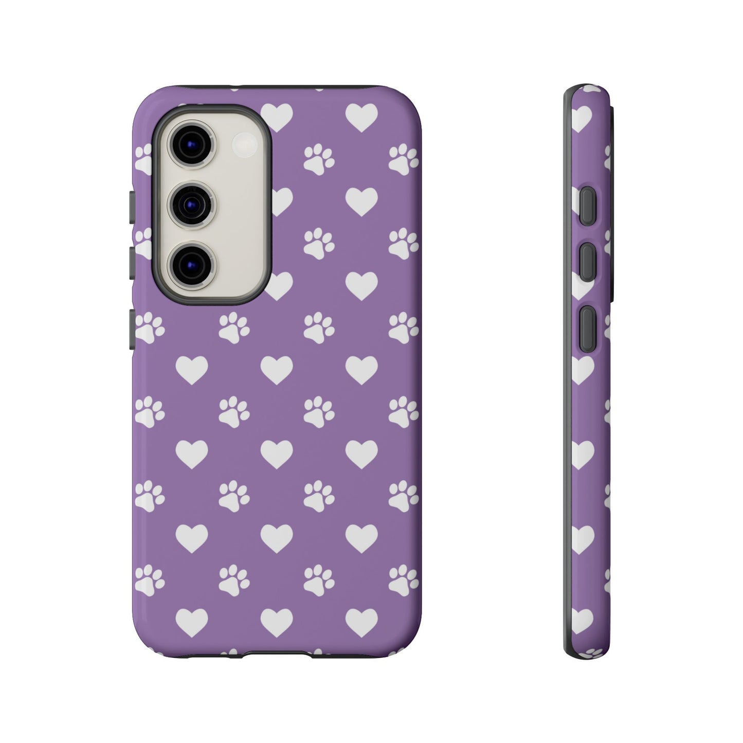 Lavender Paw Prints & Hearts Design - Adorable Pet Lover Samsung Galaxy Case