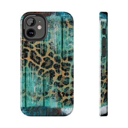 Turquoise Rustic Leopard Wood - iPhone Series Case