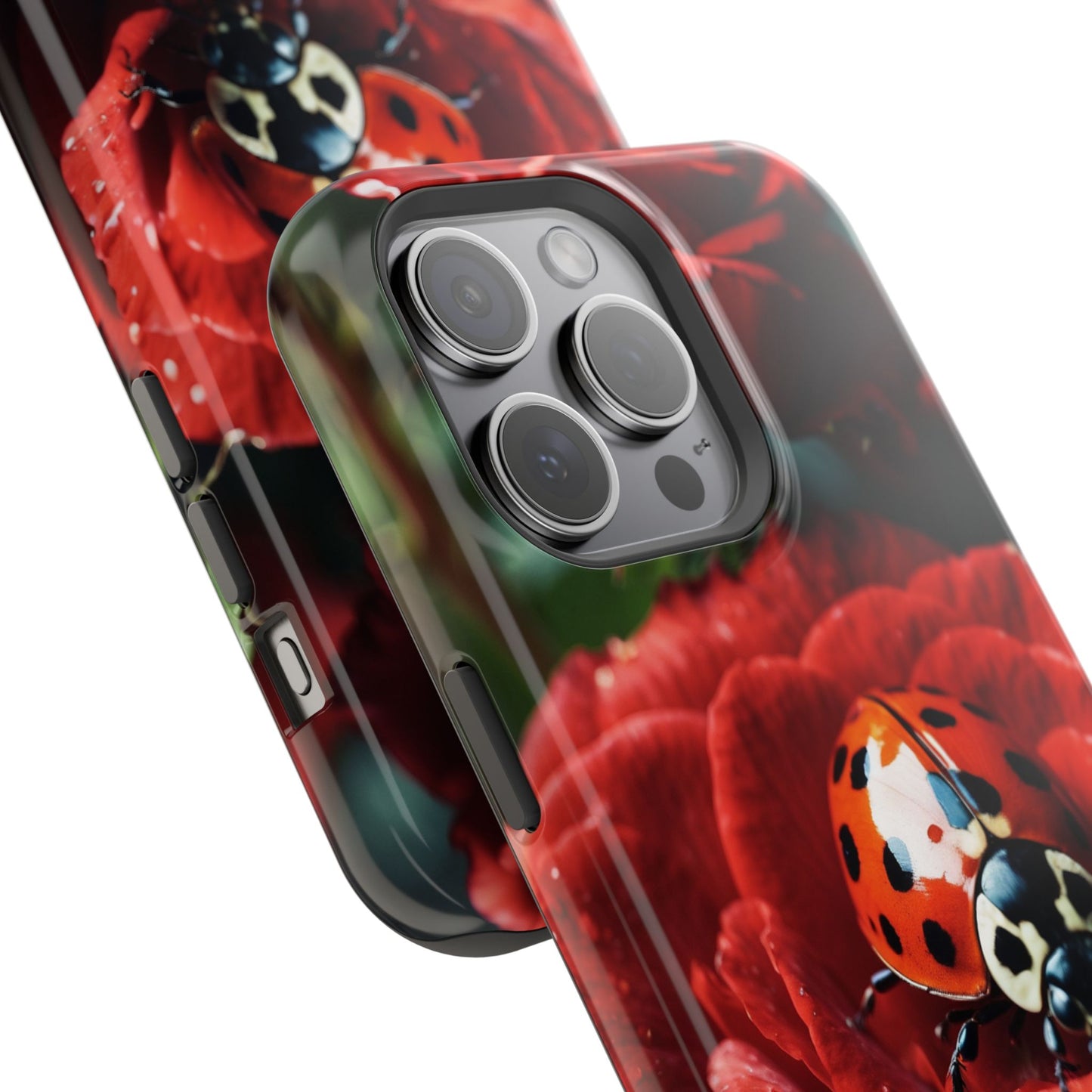 Elegant Rose & Ladybug Charm - MagSafe iPhone Case