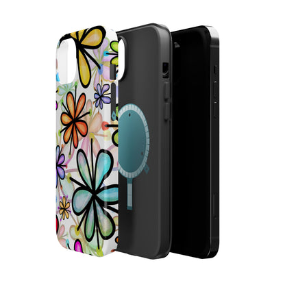 Retro Floral Pop MagSafe iPhone Case – Ultra-Slim Design, High-Gloss Finish