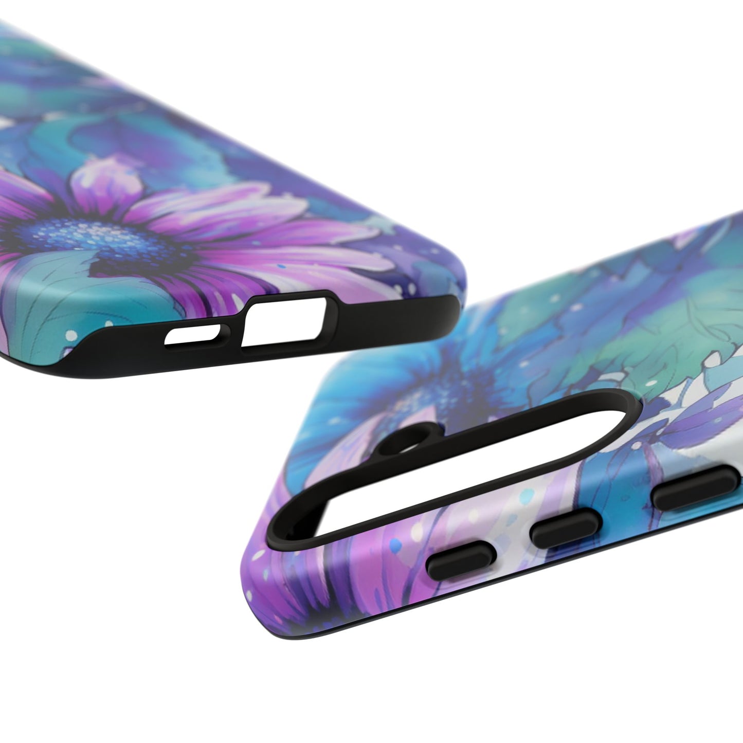 Purple & Teal Watercolor Floral Samsung Galaxy Case - Artistic Flower Design