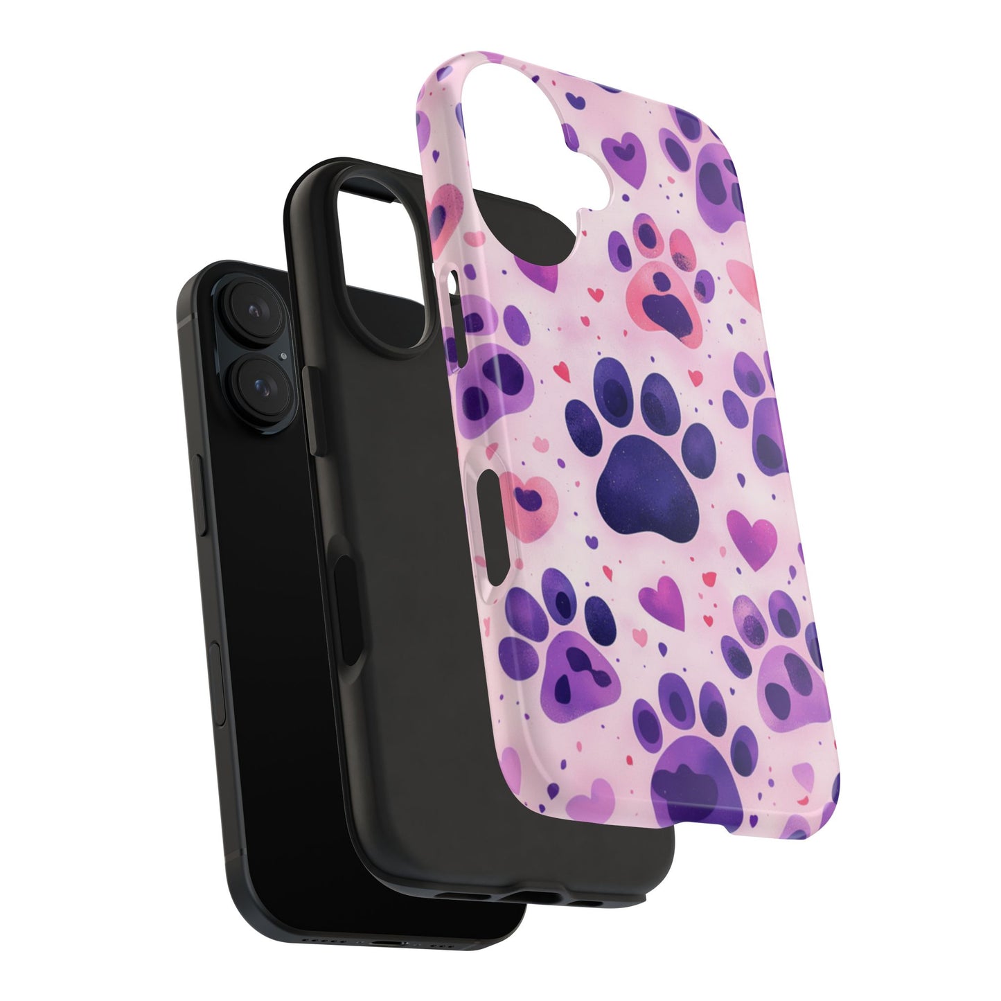 Purple Paw Print iPhone Case - Playful Pet Lover’s Protective Cover