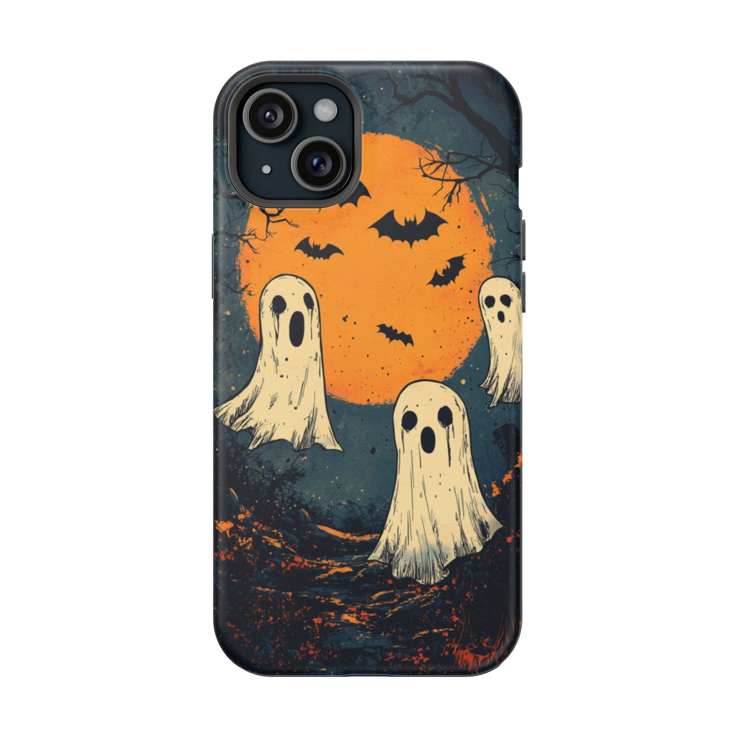 Haunted Ghosts & Full Moon MagSafe iPhone Case – Spooky Halloween Design