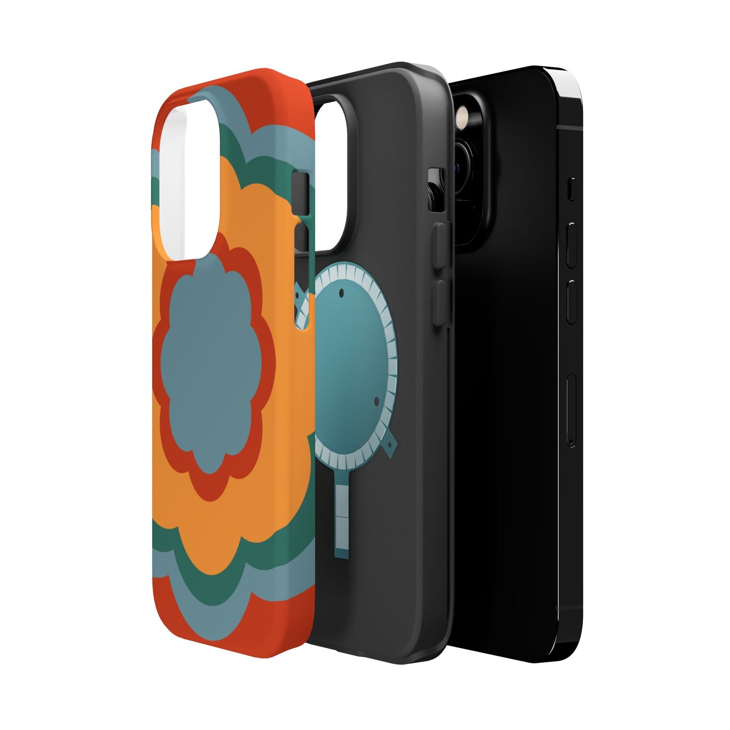 Retro Flower Power MagSafe iPhone Case – Bold 70s-Inspired Design with Dual-Layer Protection