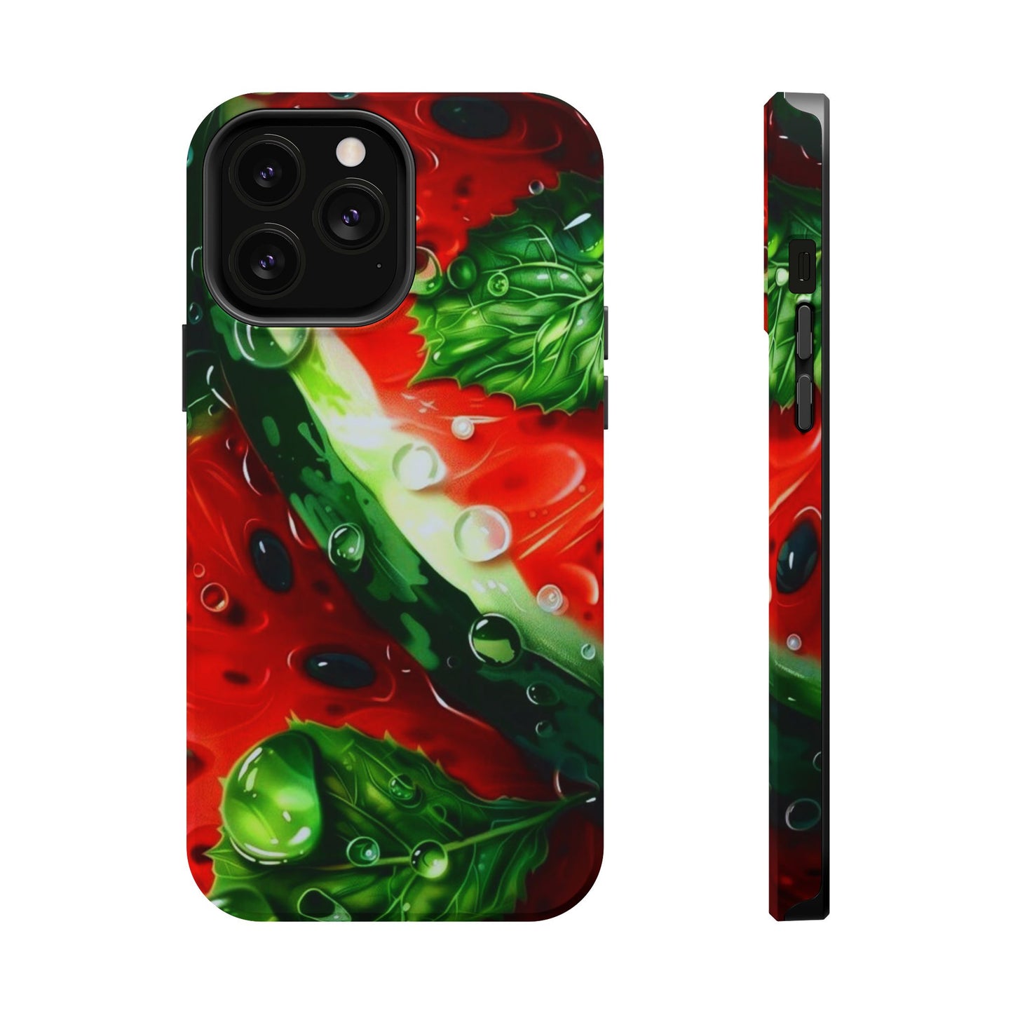 Juicy Watermelon & Mint MasSafe iPhone Case – Tough Dual-Layer, Vibrant Summer Design